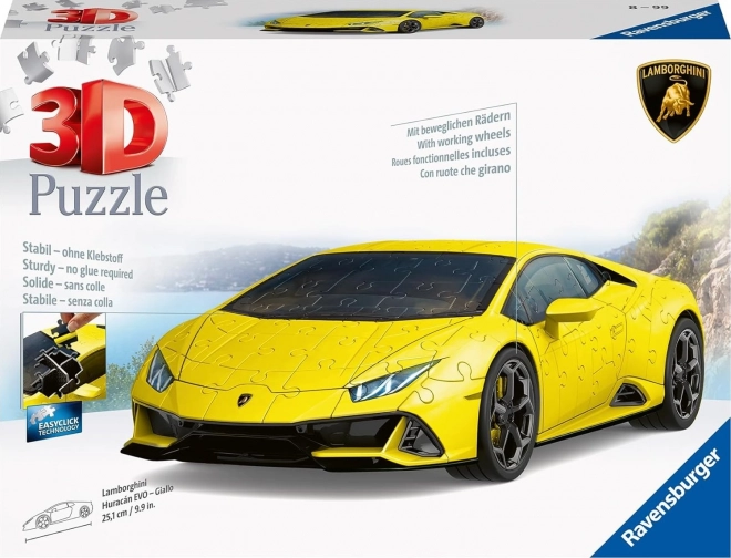 3D-puzzelmodel Lamborghini Huracán Evo geel van Ravensburger