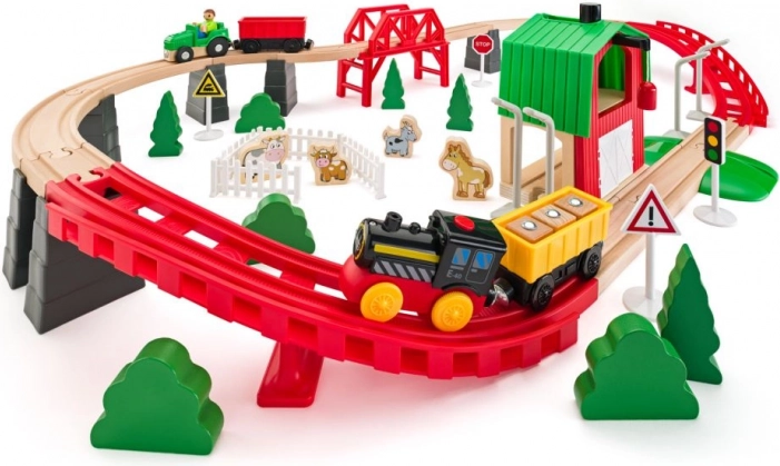 Houten treinset Leven op de boerderij