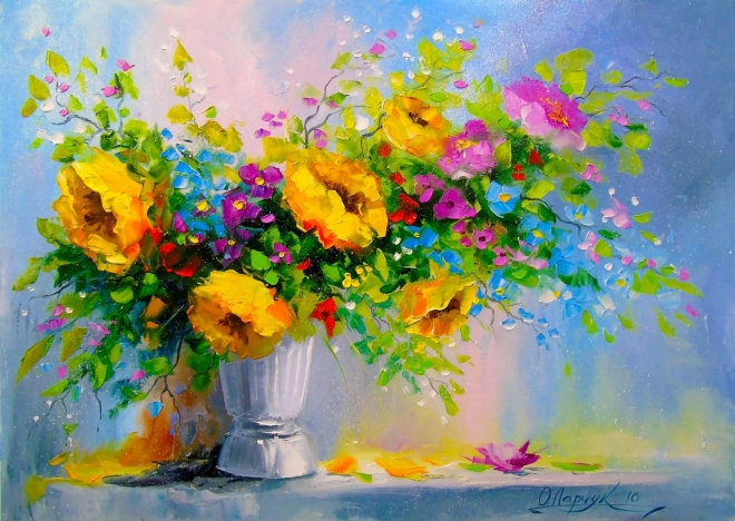 Puzzel ENJOY boeket met gele bloemen 1000 stukjes