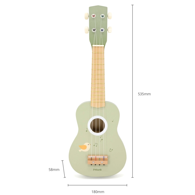 Houten ukulele voor kinderen groen met noten