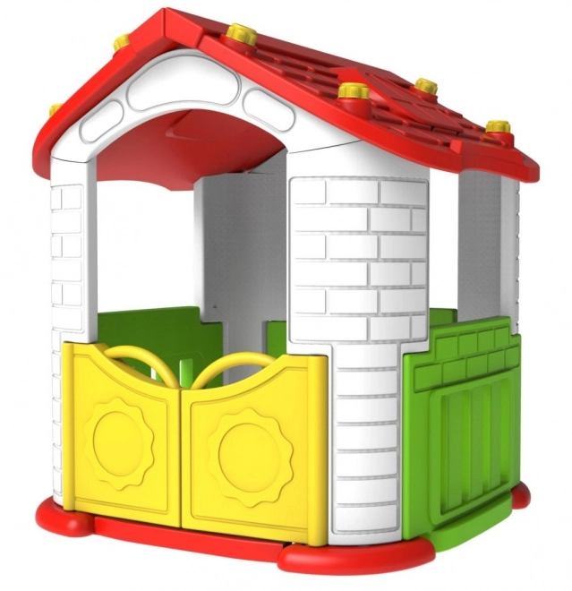 Kinder tuinhuis 3-in-1 Rood met glijbaan en hek