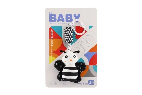 Dierlijk rammelaartje/hanger voor wieg/kinderwagen pluche 30 cm zwart-wit