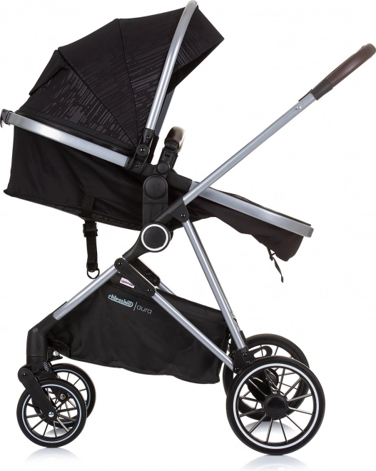 CHIPOLINO Kinderwagen gecombineerd Aura 2v1 Obsidian, Zilver