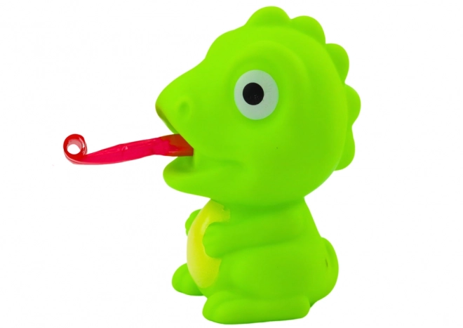 Rubberen dinosaurus met beweegbare tong groen 8 cm