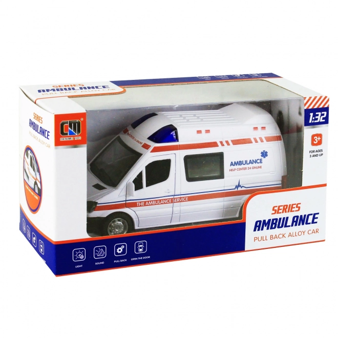 Metalen ambulance - auto met geluid en licht