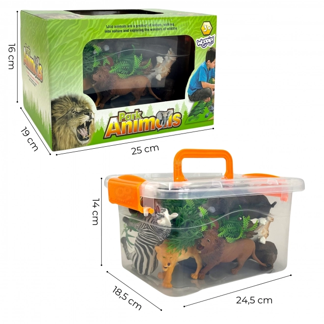 Set van grote figuren van wilde dieren + mat en accessoires