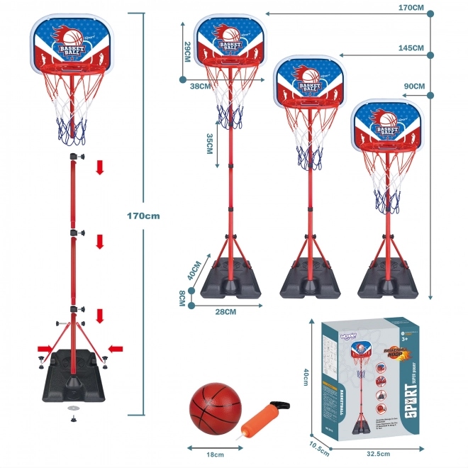 Basketbalset WOOPIE met standaard en bal