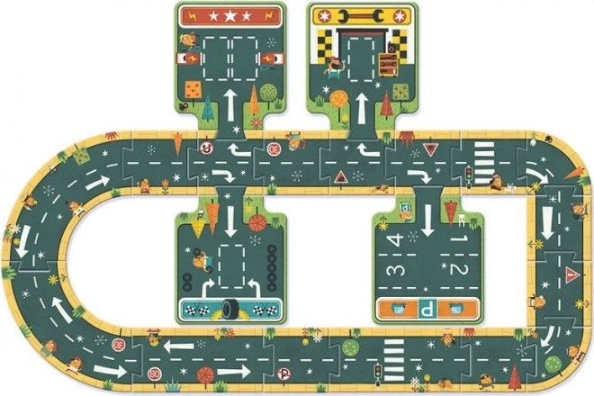 DJECO Vloerpuzzel contouren Wegen 21 stukken