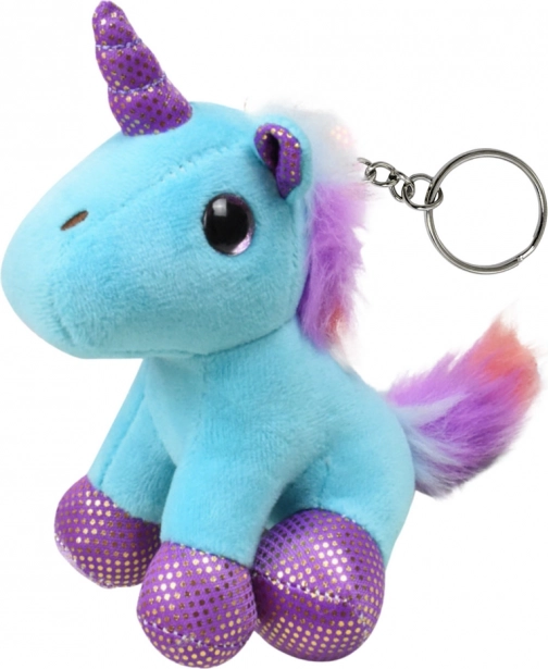 Pluchen Eenhoorn Sleutelhanger Blauw 12 cm met Metalen Ring