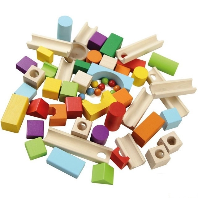 Houten knikkerbaan 58 stuks