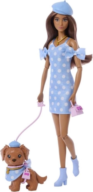 Barbie duo-outfit – stippen pop met hondje en accessoires