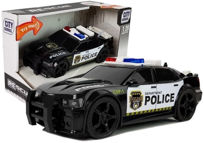 Politiewagen 1:20 Aandrijving Wrijving Geluidseffecten Zwart