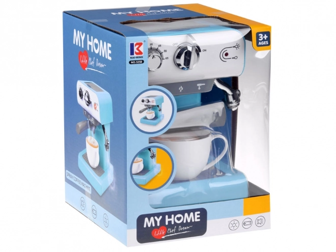 Kinderhefboomkoffiezetapparaat Mijn Huis met kopje Blauw-wit
