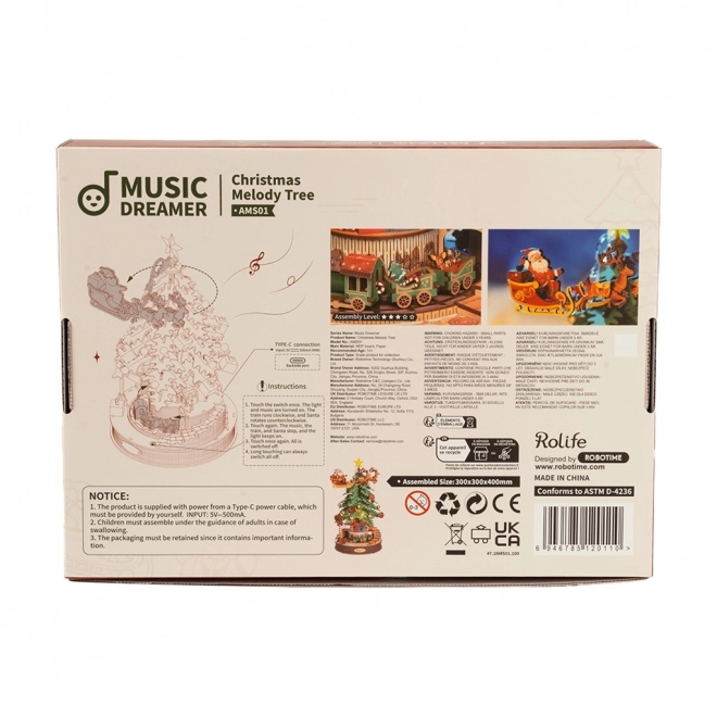 RoboTime 3D houten puzzel muziekdoos Kerstboom