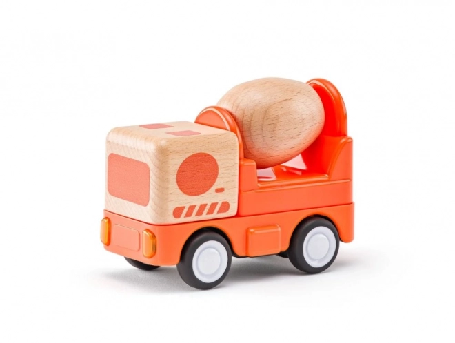 Houten betonmixer met verlichting en geluid