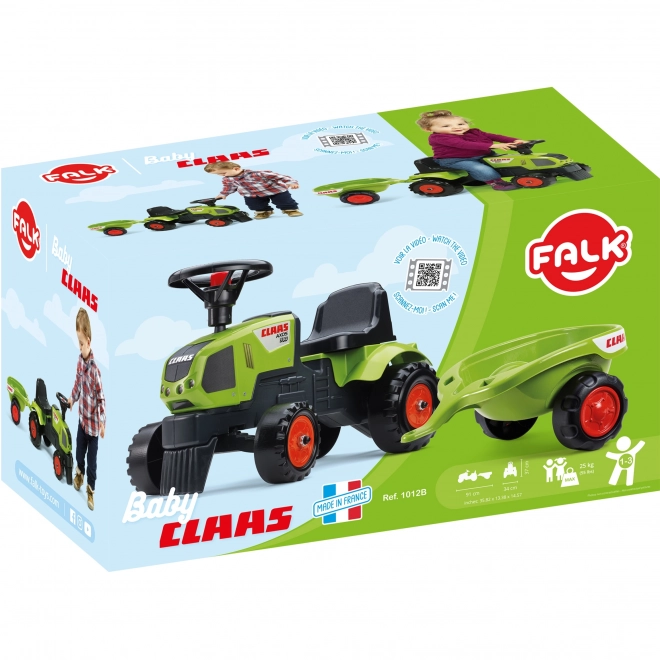 Loopauto - traktor Claas met stuur en aanhanger