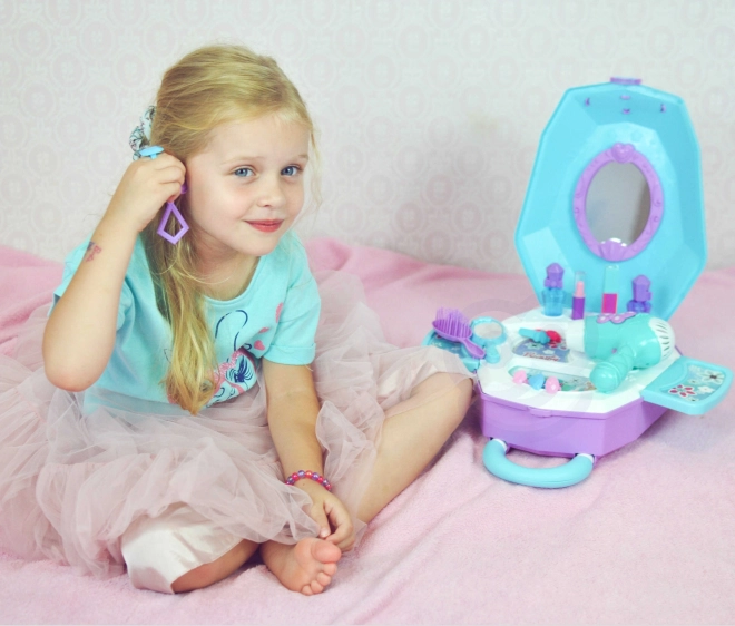 Kaptafel voor meisjes 2-in-1 Mooie salon WOOPIE in koffertje
