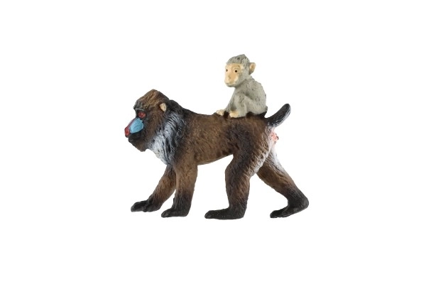 Mandrill vrouwtje en jong van zooted kunststof 6cm in zak