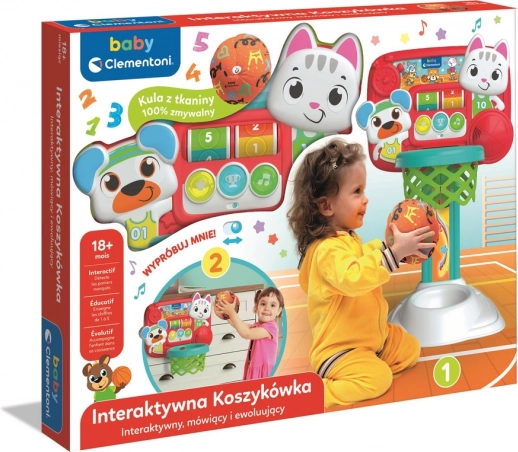 Interactieve basketbalring voor kinderen met katje en beertje CLEMENTONI (Poolse taal)
