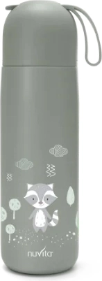 Thermos met siliconen handgreep 400 ml, saliegroen