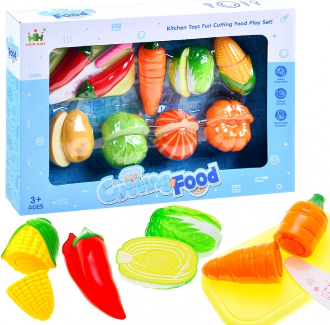 Set fruit om te snijden met snijplank en mes voor kinderen – Groenten