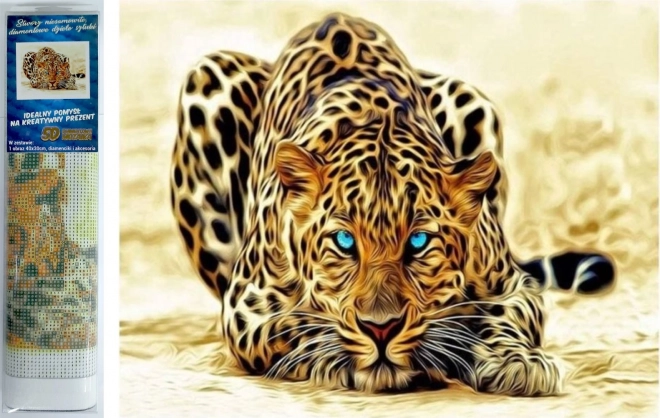 Diamant schilderen – loerende luipaard 30 × 40 cm