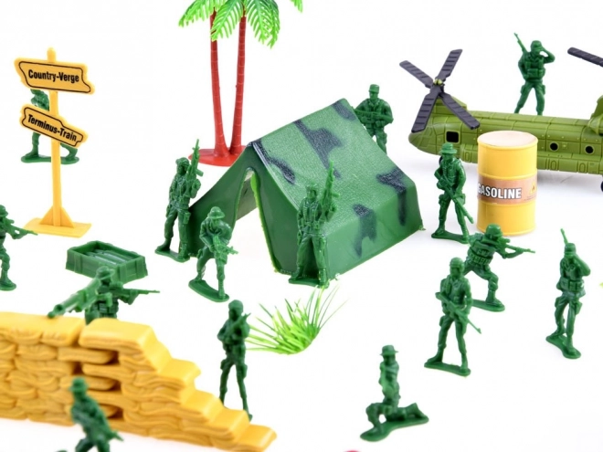 Grote set figuren soldaten leger tank helikopter ZA3287