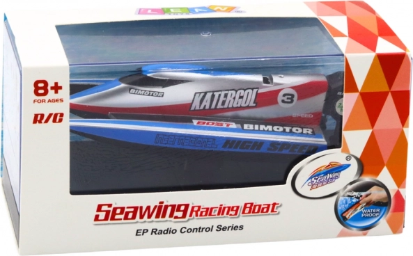 Op afstand bestuurbare motorboot blauw-zilver 14 cm