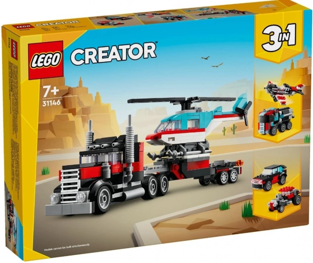 Creator 3-in-1 – vrachtwagen met oplegger en helikopter