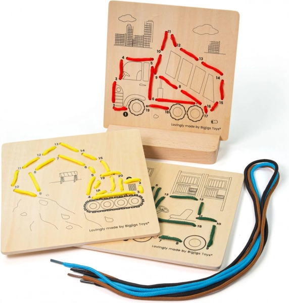 Rijgen volgens nummers – bouwmachines BIGJIGS TOYS