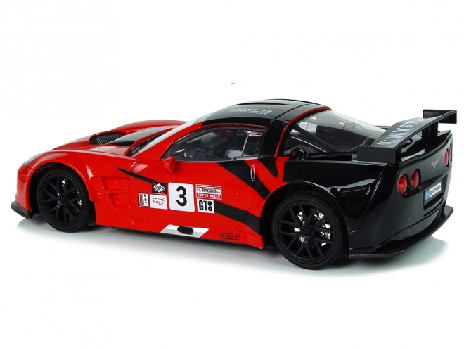 Sportieve race RC auto 1:18 Corvette C6.R rood 2.4G met verlichting