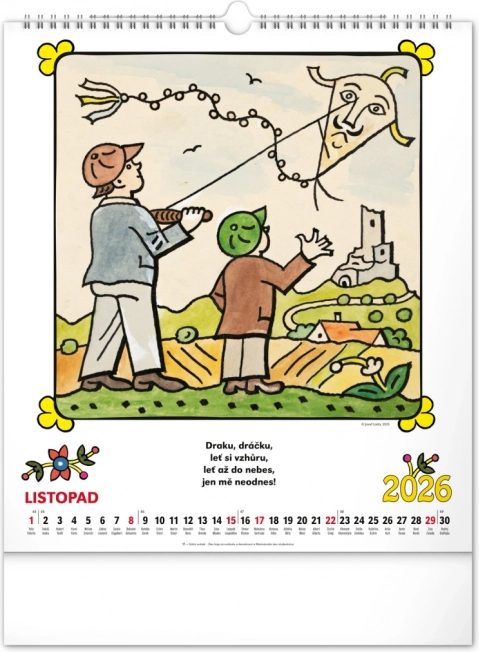Muurkalender Josef Lada - Rijmpjes 2026