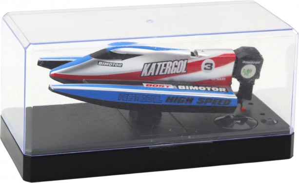Op afstand bestuurbare motorboot blauw-zilver 14 cm