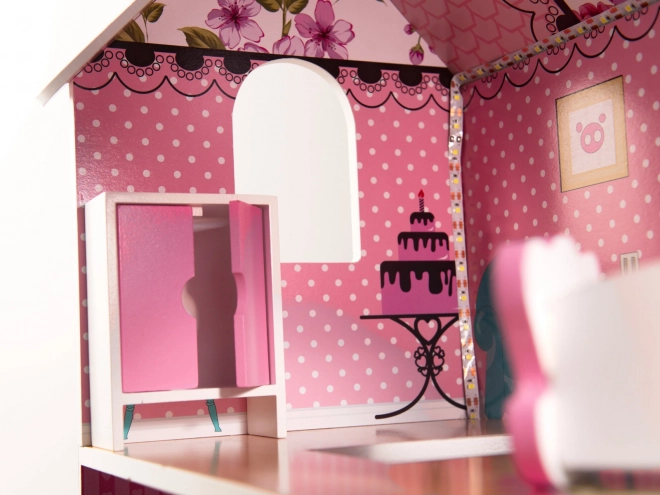 Houten poppenhuis met meubilair - 70 cm
