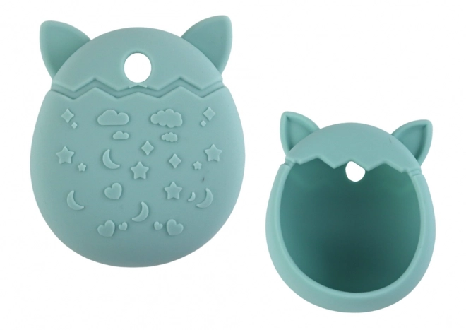 Siliconenhoesje voor Tamagotchi met kattendesign en turquoise tint