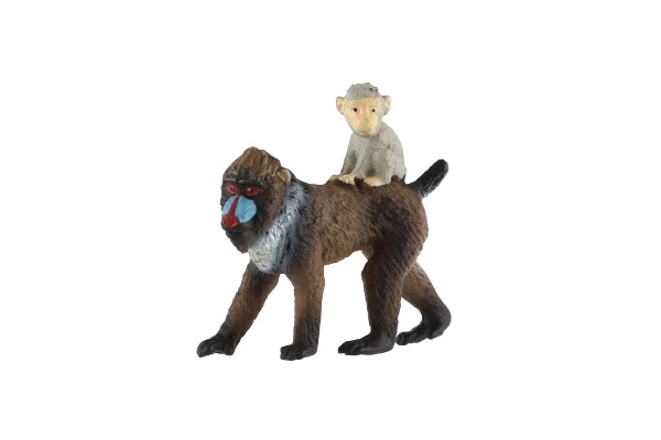 Mandrill vrouwtje en jong van zooted kunststof 6cm in zak