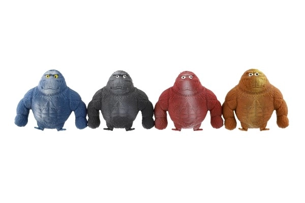 Gorilla anti-stress speelgoed gevuld met zand 400 g siliconen 12 cm 4 kleuren 8 stuks in doos