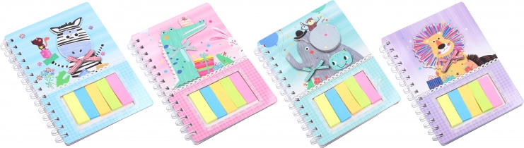 Notitieblok met dieren 12,1 × 18,5 cm, 60 vellen + stickers