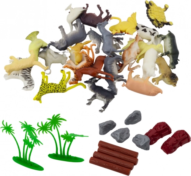 Set van 58 figuren van Wilde en Huisdieren met Koffer