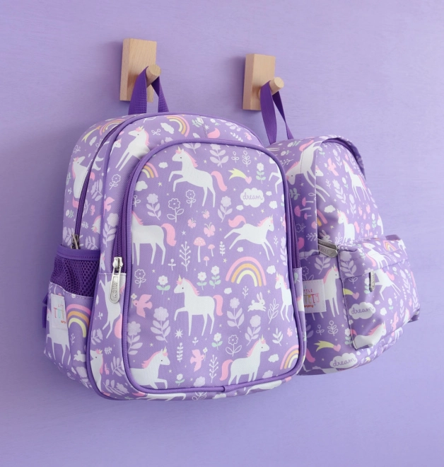 A Little Lovely Company kleuterschool rugzak – Eenhoorns en regenboog