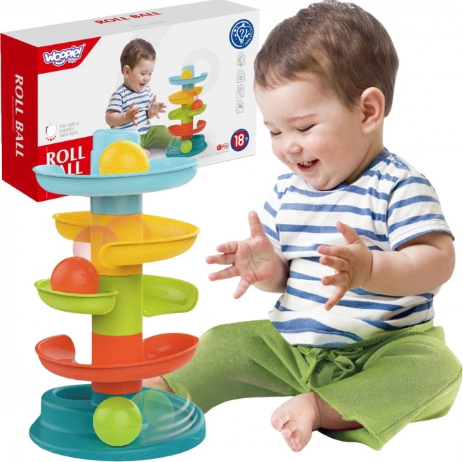 Woopie Kinder Knikkerbaan Set Spiraal + 3 Knikkers