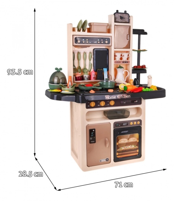 Kinderkeuken + interactieve kookplaat met stoom + audiopaneel - 65 onderdelen