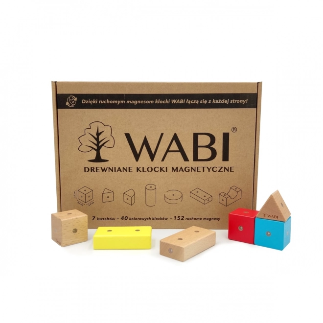 Houten magnetische blokken WABI 40 stuks
