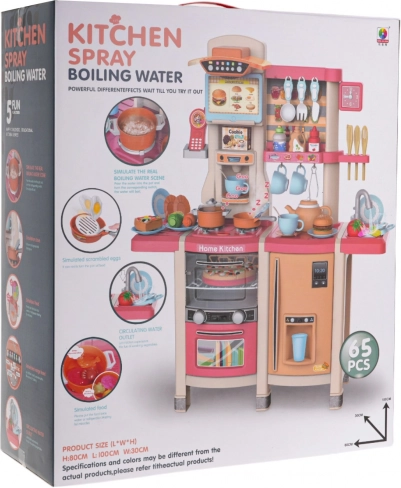 Interactieve kinderkeukenset met licht- en geluidseffecten, 65-delig, roze