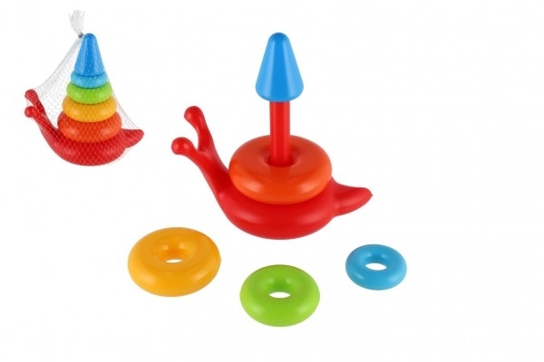 Stapelbare piramide ringen slak plastic 6 stuks in net 18x20x12cm 12m+