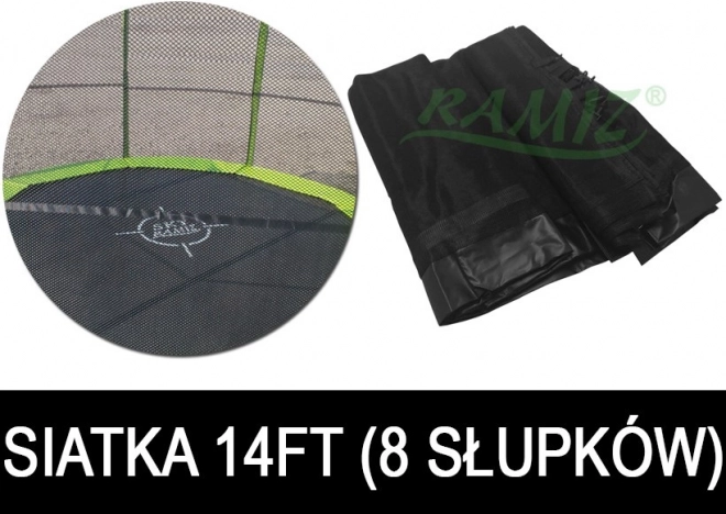 Beschermnet voor tuintrampoline 427 cm 14FT, 8 tunnels voor palen – zwart