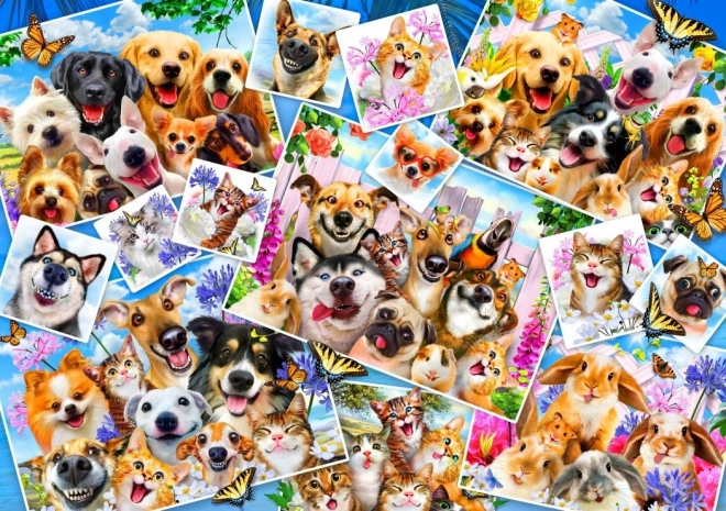 Puzzel Collage van dieren-selfies 1000 stukjes