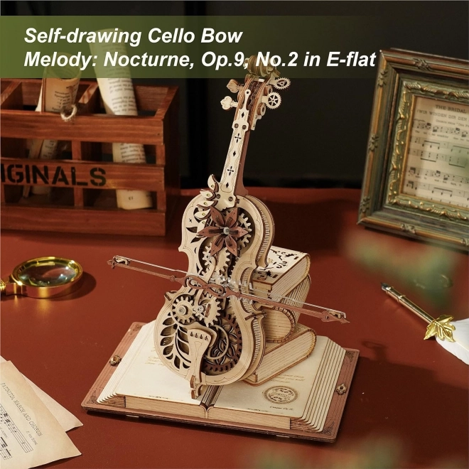 RoboTime houten mechanische puzzel Magische cello (elektrische aandrijving)