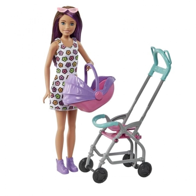 Barbie Pop Kindermeisje Skipper Kinderwagen + set voor baby