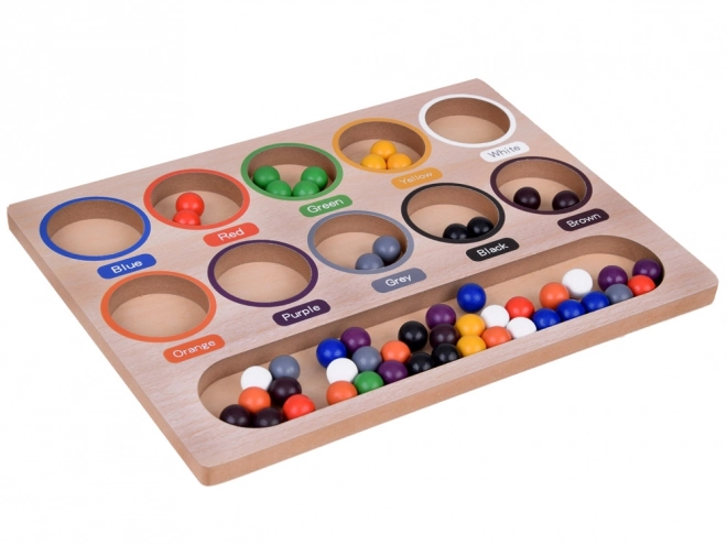 Montessori educatieve houten mozaïek - gekleurde balletjes en sorteerder